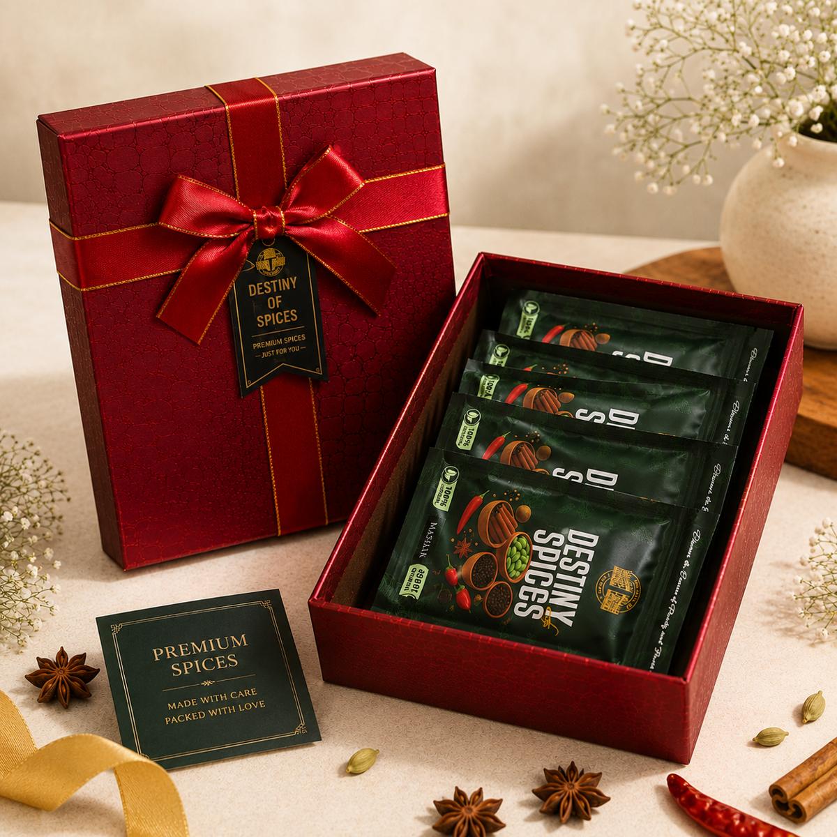 Buy Premium Kerala Whole Spice Gift Pack Online India — 8mm+ Green Cardamom, Ceylon Cinnamon, Bold Black Pepper, Bay Leaf, Star Anise & Cloves | Farm Fresh from Cardamom Hills, Idukki | Destiny of Spices